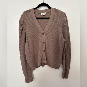 Treasure & Bond puff sleeve Women's Brown Cardigan XL lightly worn